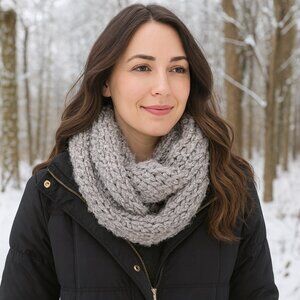 Chunky Neutral Luxe Metallic Infinity Scarf Neck Warmer NEW